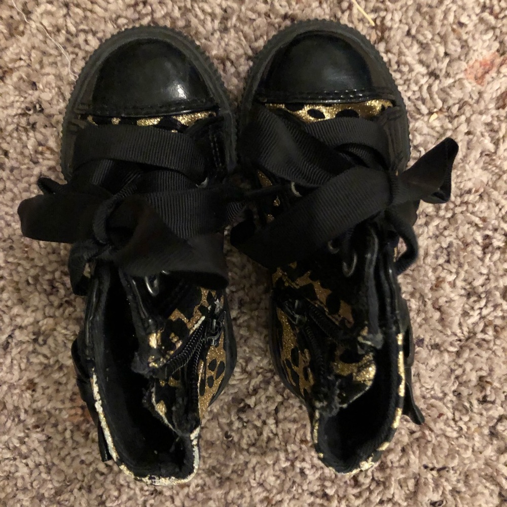 Black and Gold girls high-top sneakers